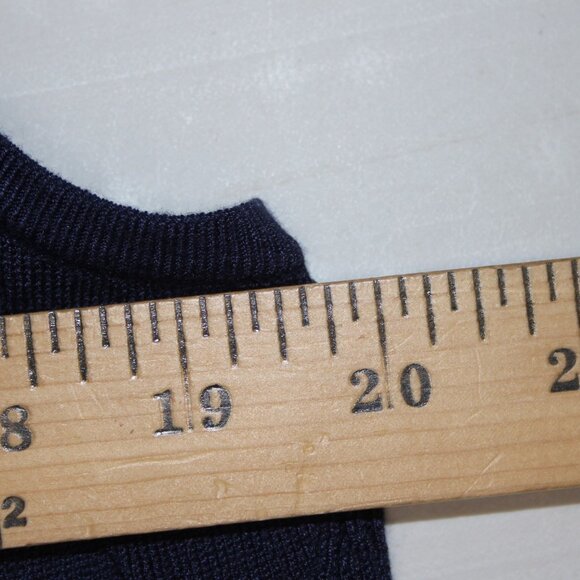 Chicos Top $50 Sz 2 Navy Blue Rib Trim Detail Tank Rayon Top - Picture 11 of 12